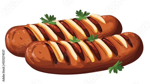 Delicious Grilled Sausage Vector Isolated Illustration for Culinary Designs