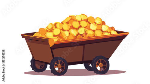 Rustic Gold Mining Cart Vector Illustration for Design Projects