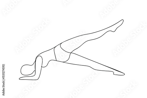 Woman doing side plank yoga pose line drawing illustration