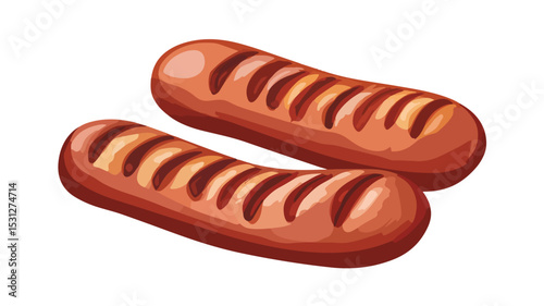 Delicious Grilled Sausage Vector Illustration for Food Concepts