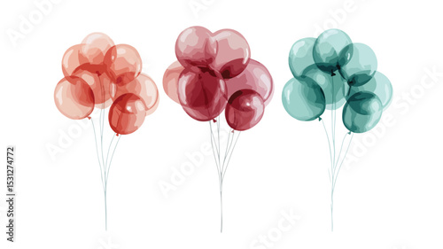 Colorful Balloons Group Illustration Vector Iso