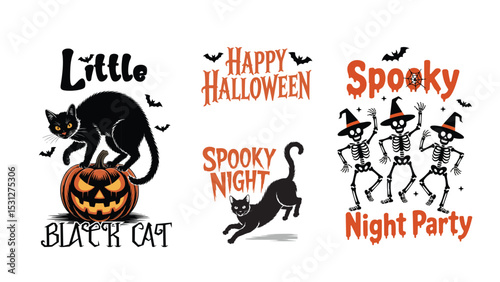 halloween vector set card, poster, design, icon