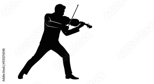 Silhouette of a man playing violin in a dynamic pose  