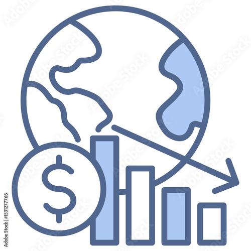 Economic Crisis Blue Icon
