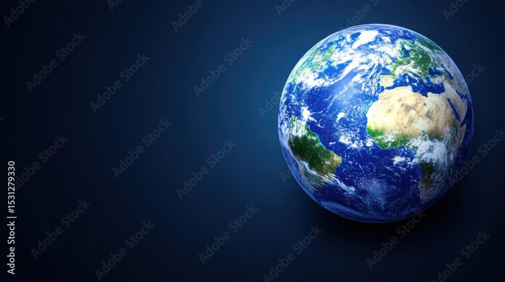 Fototapeta premium Planet earth rotating in space with dark blue background