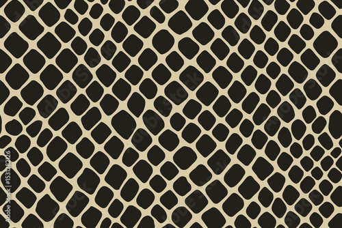 Seamless snake skin pattern with regular black scales on beige background