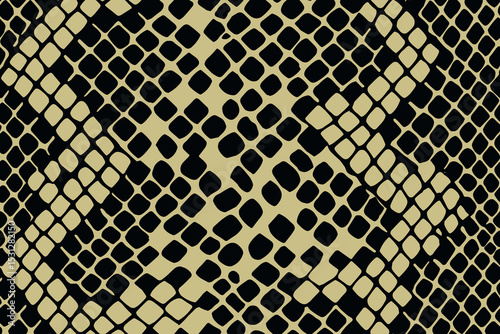 Seamless snake skin pattern with black scales on beige background