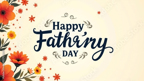 Father's Day Card Design with Floral Theme