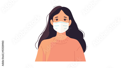 Professional Woman Wearing Protective Face Mask for Virus or Pollution