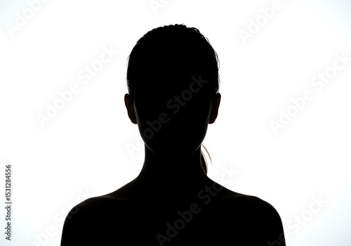 Silhouette of a woman isolated on white background