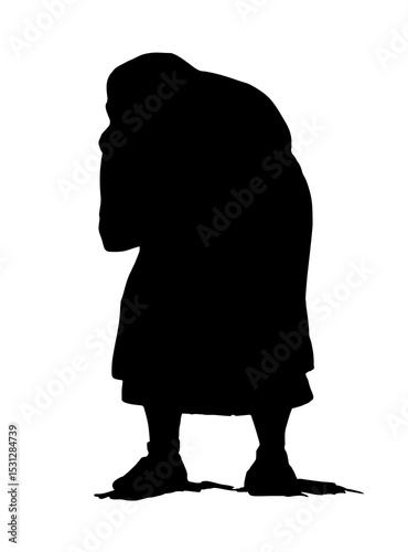 Vector illustration. People collecting manna in the desert.