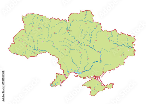 Vector drawing. Map of Ukraine