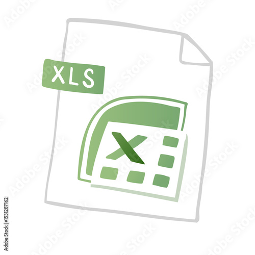 Excel icon hand drawn illustration. Vector