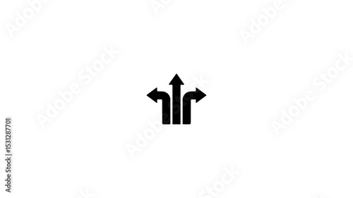 3 arrows animation on white background, abstract direction 3 arrows icon animation, three arrows pointing in three directions