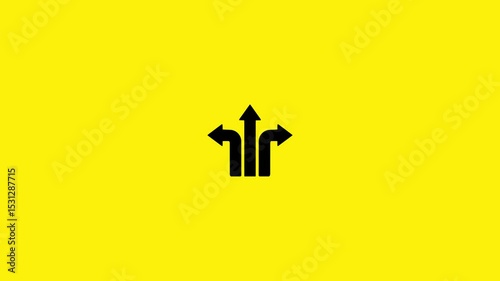 3 Arrows Animation on Colorful Background, Abstract Direction 3 Arrows Icon Animation, Three Arrows Pointing in Three Directions.