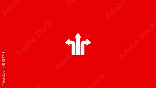 3 Arrows Animation on Colorful Background, Abstract Direction 3 Arrows Icon Animation, Three Arrows Pointing in Three Directions.