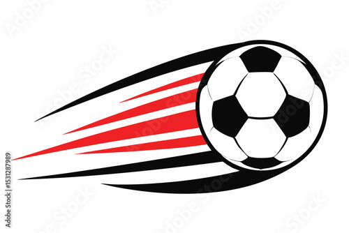 Dynamic Soccer Ball with Motion Stripes Vector Illustration, Energetic Soccer Ball and Speed Stripes