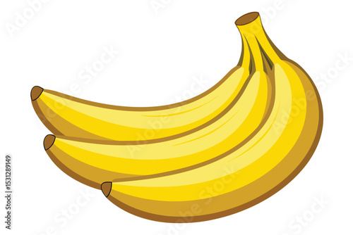 Fresh Bananas Fruit Vector Simple Elements Icon Illustration.
