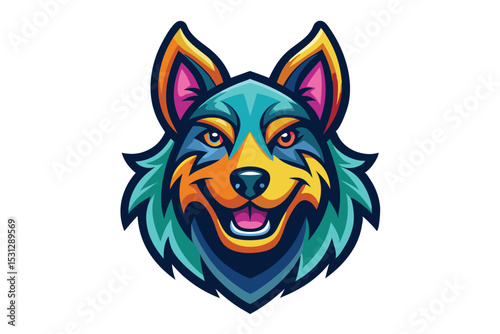 Dog Head Mascot Logo Vector Elements Illustration, Playful Dog Mascot Icon face
