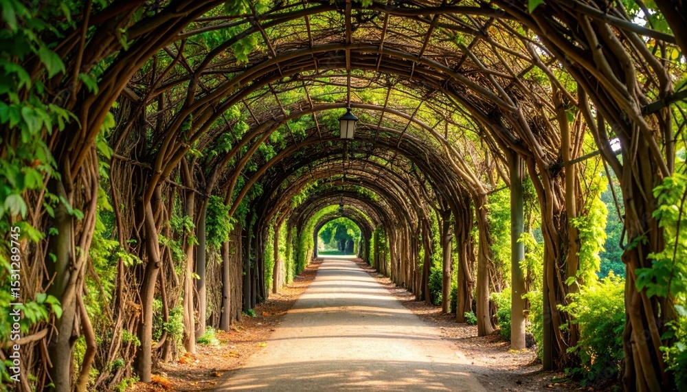 Obraz premium Serene Tunnel of Woven Vines Forming a Natural Pathway