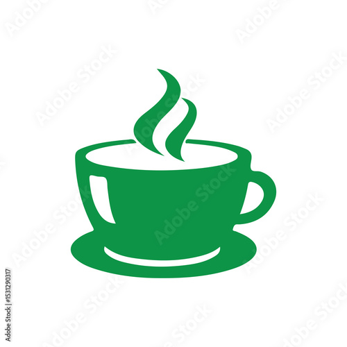 Hot Beverage Silhouette – Green Tea or Coffee Mug Symbol