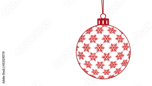 christmas, background, vector, illustration, holiday, celebration,, A christmas ornament with red snowflake pattern hanging on a white background illustration design