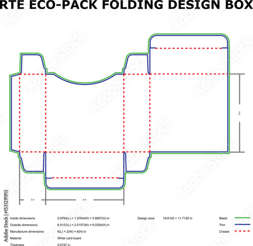 Eco pack folding box design template die cut dimensions