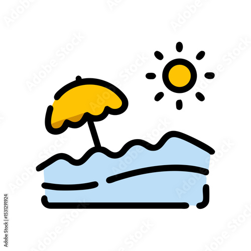 Sunny Beach Vacation Relaxing Oceanside Getaway Illustration