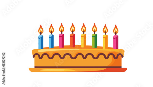 Birthday-Cake-Illustration-with-Colorful-Candles-and-Burning-Flames-Festive-Dessert-Clip-Art-Celebration-Party-Theme-Vector-Graphic-Sweet-Treat-Design