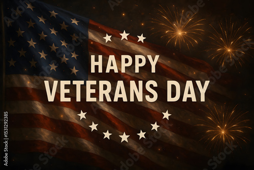 Happy veterans day patriotic american flag celebration day