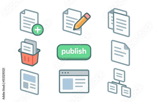 Digital content icons for document management and publishing
