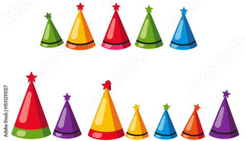 Colorful Party Hats Vector Illustration Festive-Cone Hats with Stars-Fun-Birthday-Party-Celebration-Elements-Kids-Party-Decorations-Party-Supplies
Festive-Party-Hats-Colorful-Cone-Hats-with-Stars