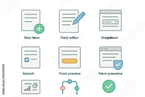 User interface icons for form creation and editing tools