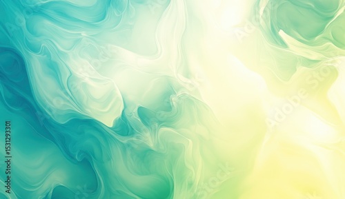 Blue Green and White Watercolor Abstract Cloudy Background