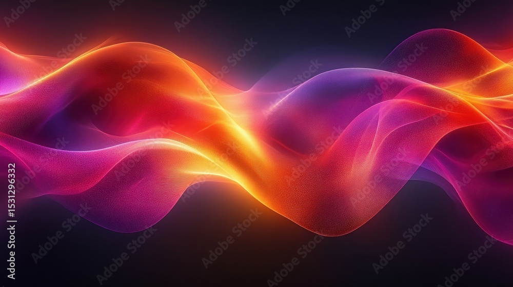 Abstract, vibrant, flowing lines of orange, red, and purple light against a dark background Abstract, vibrant, flowing lines of orange, red, and purple light against a dark background