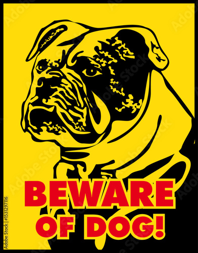 Beware of Dog: A bold, graphic sign, warning visitors of a protective dog, featuring the dog's head and the direct message, suitable for homes and businesses requiring extra security.
