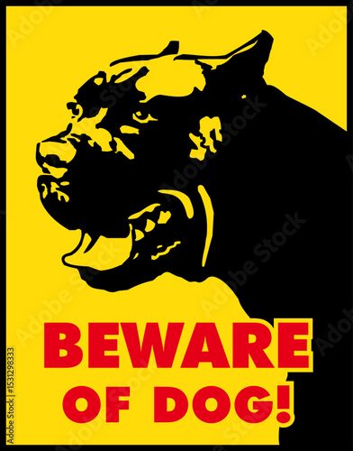 Guard Dog Warning Sign: A striking warning sign with a menacing guard dog silhouette against a vibrant yellow backdrop, complemented by bold red text.