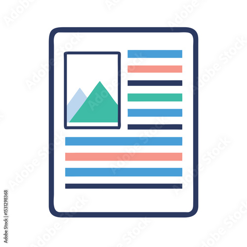 Document layout with image and text in modern flat design  
