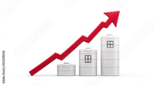 Conceptual image showing rising energy prices with increasing
