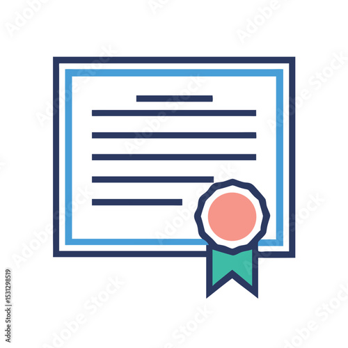 Diploma certificate with ribbon seal in modern flat design  