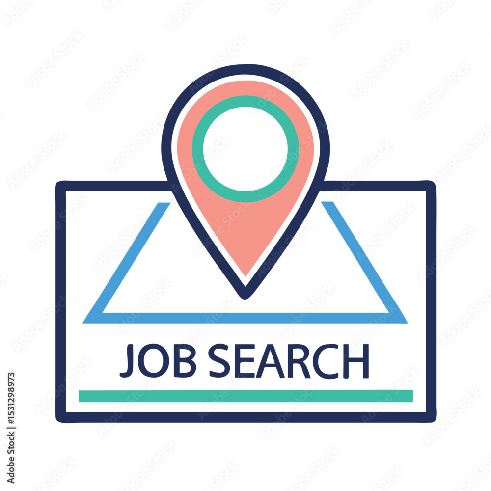 Map icon with location pin and text for job search concept Map icon with location pin and text for job search concept