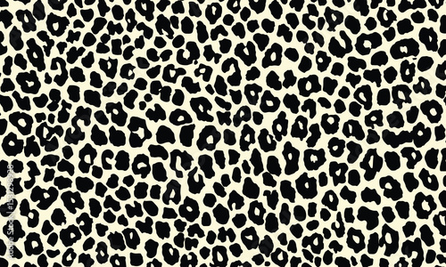 Leopard print pattern, seamless black and white background, vector illustration, flat design, vector art style, simple lines
