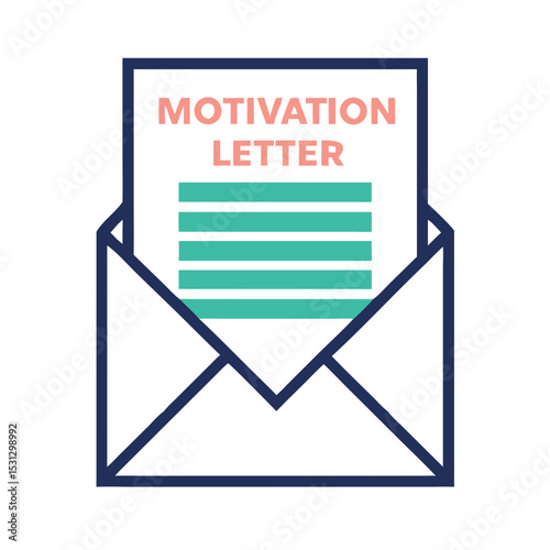 Icon of an envelope containing a motivation letter concept  