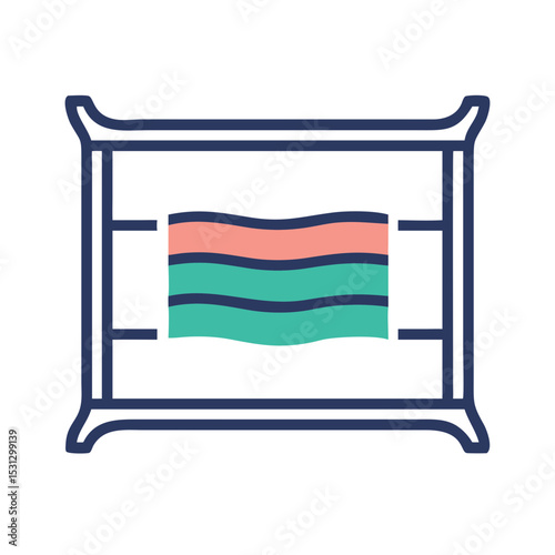 Abstract icon of a pillow with colorful striped design  