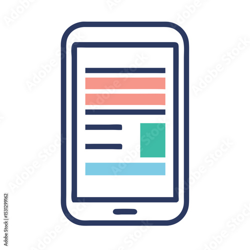 Smartphone screen displaying colorful interface design and layout concepts  