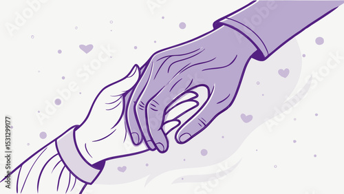 Two Hands Holding Illustration: Symbol of Compassion, Unity, and Support in Eldercare Advocacy