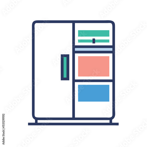 Modern refrigerator with colorful design in minimalist style 