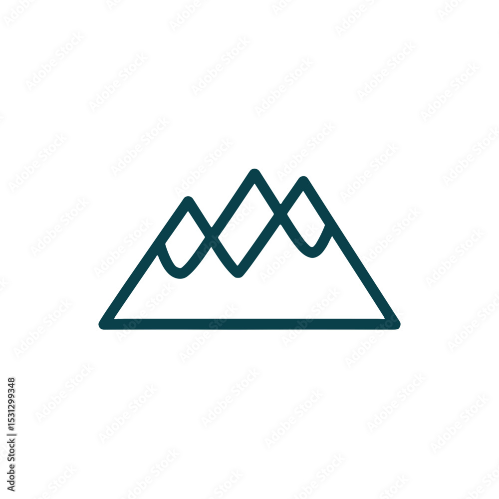 Mountain in minimal line style eco icon on transparent background Mountain in minimal line style eco icon on transparent background