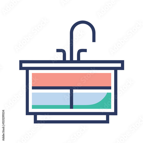 Kitchen sink icon in modern flat design style with colorful sections  