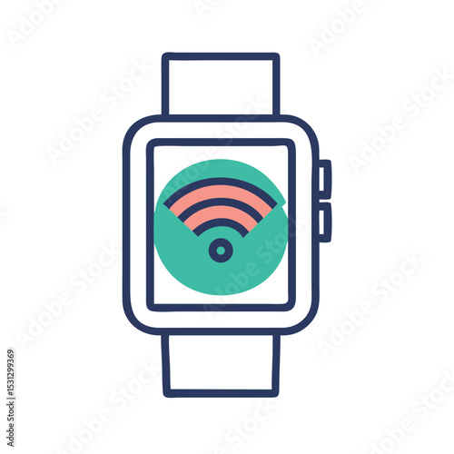 Smart watch with wireless connectivity icon for technology concept  